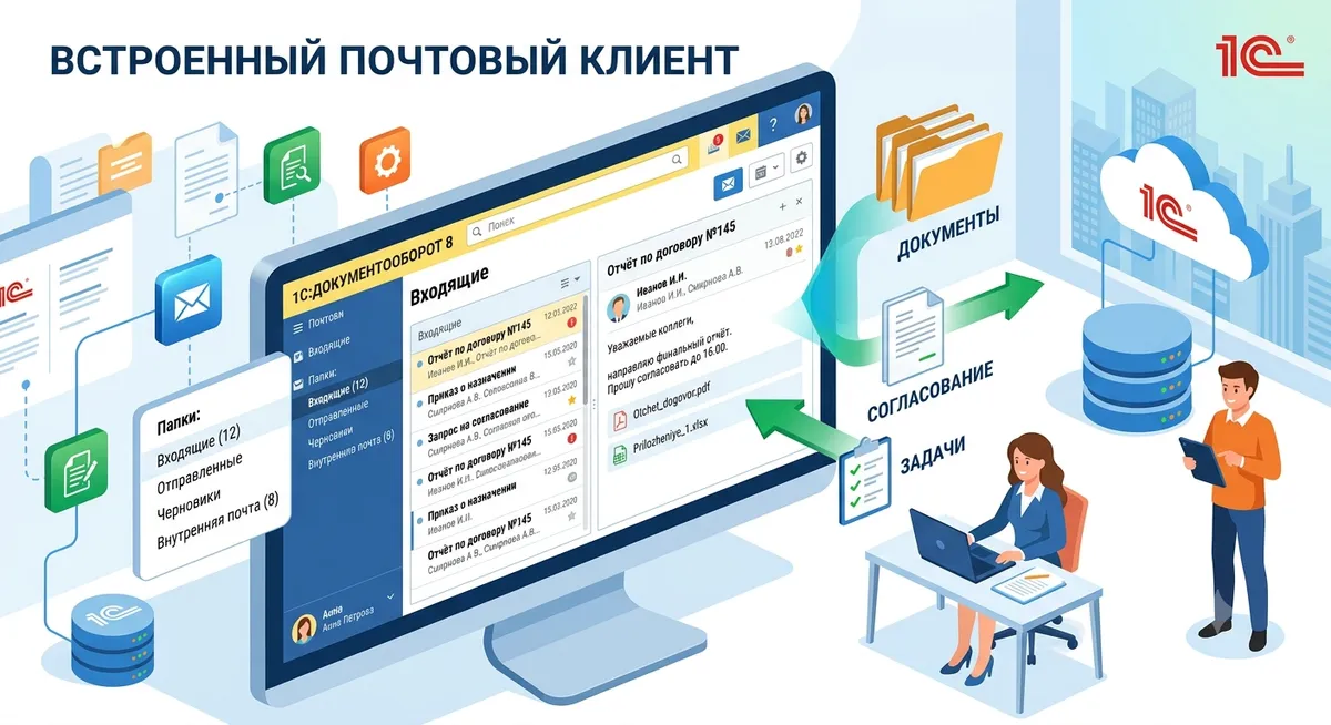 Встроенный почтовый клиент в 1С:Документооборот
