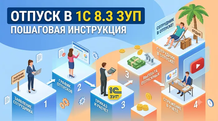 Отпуск в 1С 8.3 ЗУП пошаговая инструкция